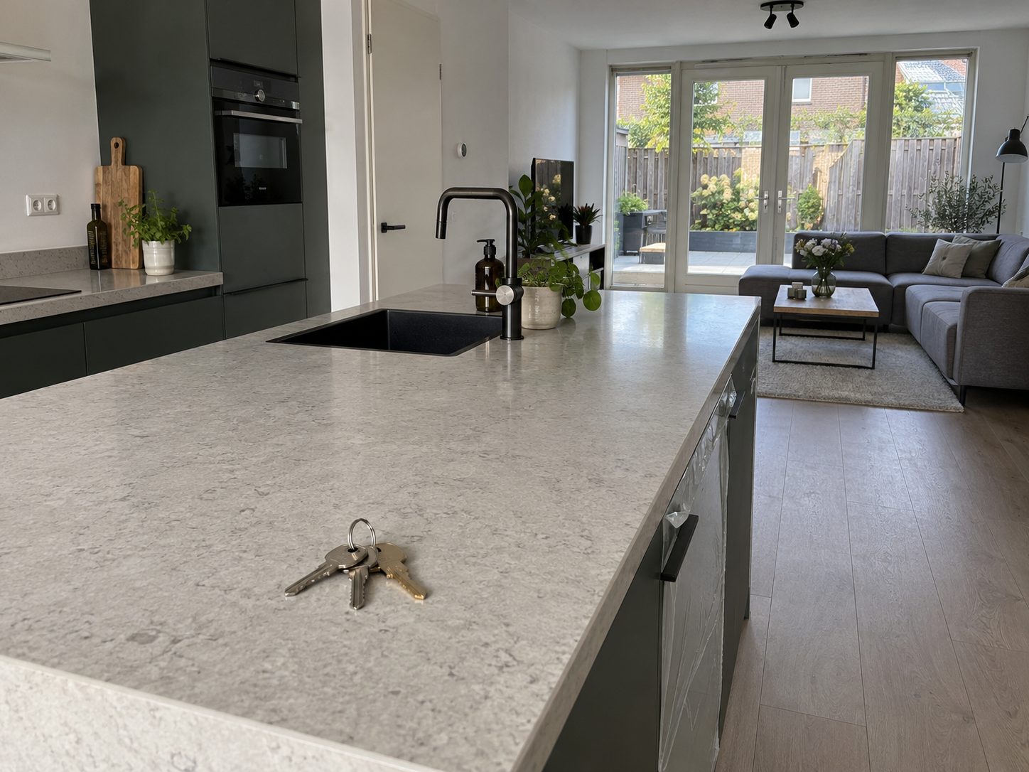 Gerenoveerde woonkeuken bij oplevering